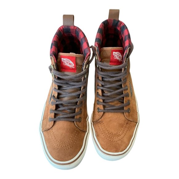 Vans Other - Vans Sk8-Hi MTE Scotchgard Suede High Tops – Brown & Plaid, M8-5/W10